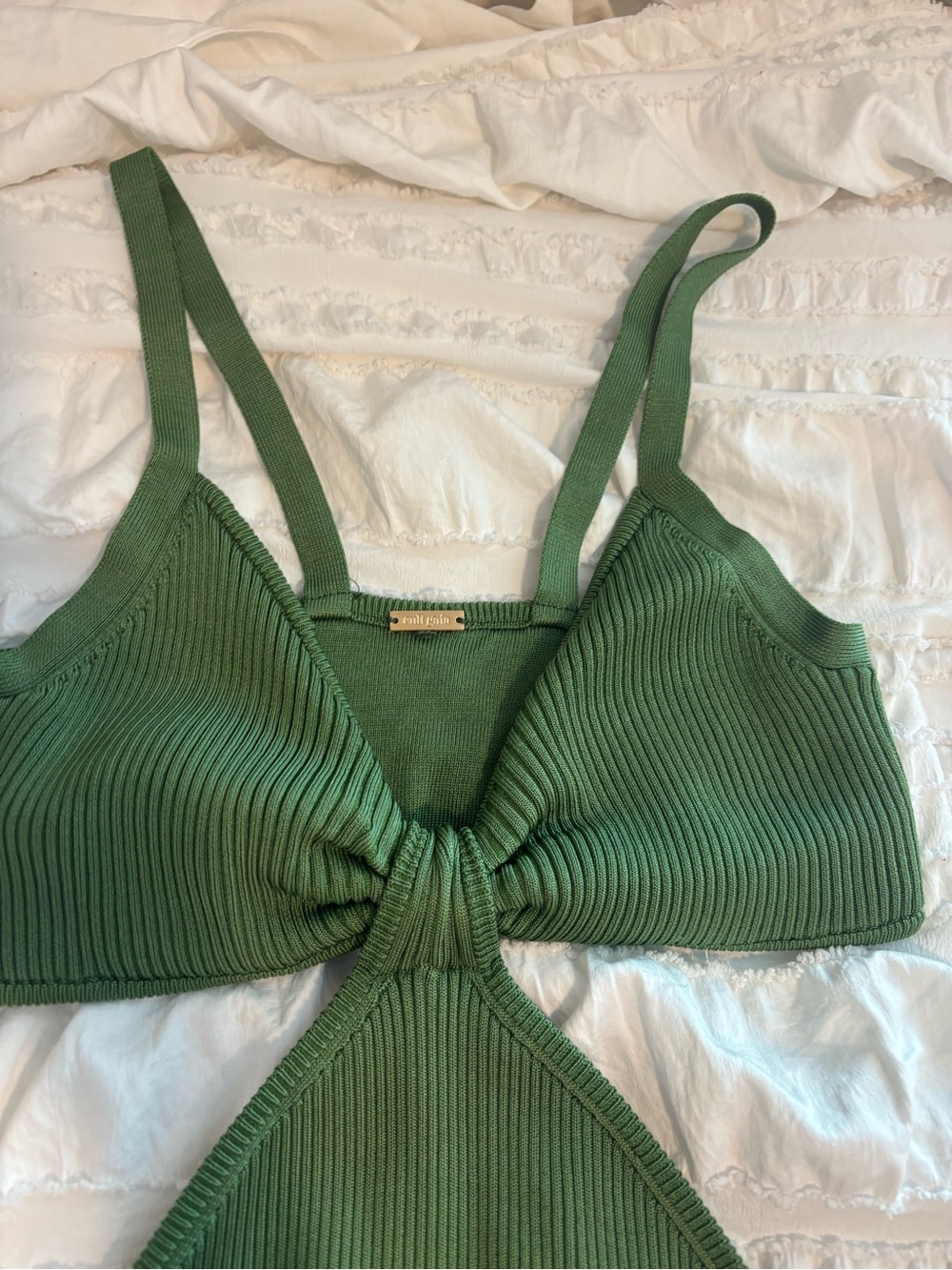 Cult Gaia Serita Cutout Ribbed Knit Midi Dress Basil Green Size Medium - Picture 8 of 13